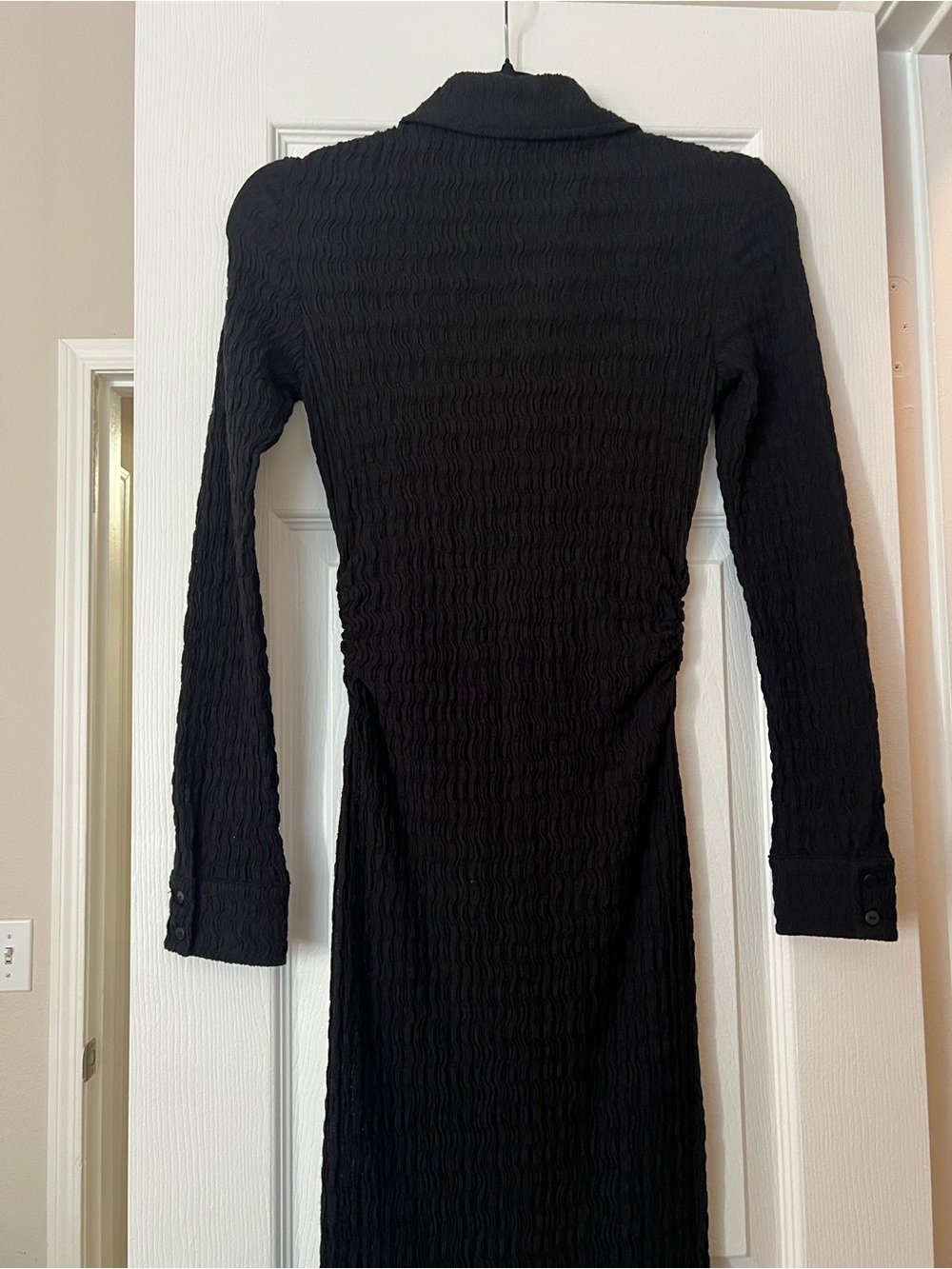 AllSaints Black Long-Sleeve Button Midi Dress - Picture 3 of 6